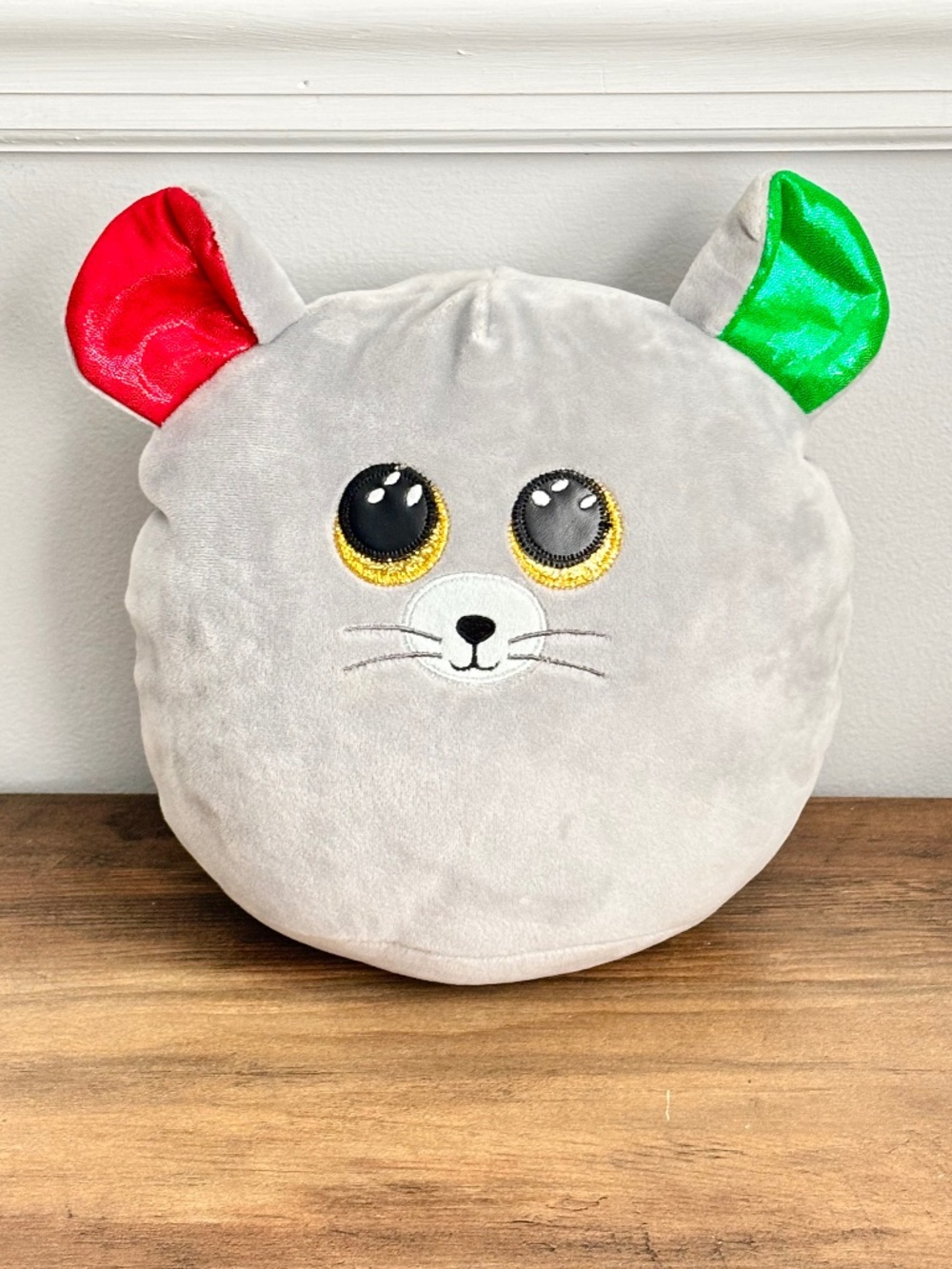 TY Squish-A-Boos Beanie Chipper The Mouse Gray Plush 9" Stuffed Animal Christmas